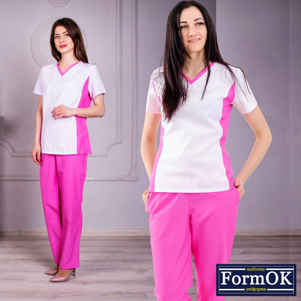 Женский медицинский костюм от производителя FormOK Ариша бело-голубой